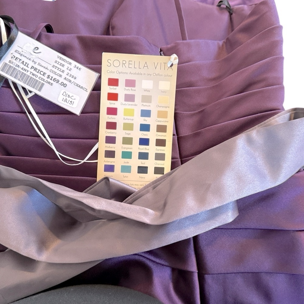 NWT Sorella Vita Cocktail Dress Style 2399 Women’s Size: 12 Color: Aubergine - Picture 7 of 13